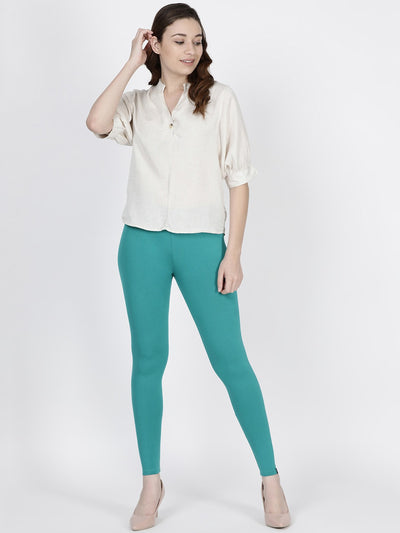 Solid Teal Leggings - Indian Clothing in Denver, CO, Aurora, CO, Boulder, CO, Fort Collins, CO, Colorado Springs, CO, Parker, CO, Highlands Ranch, CO, Cherry Creek, CO, Centennial, CO, and Longmont, CO. Nationwide shipping USA - India Fashion X