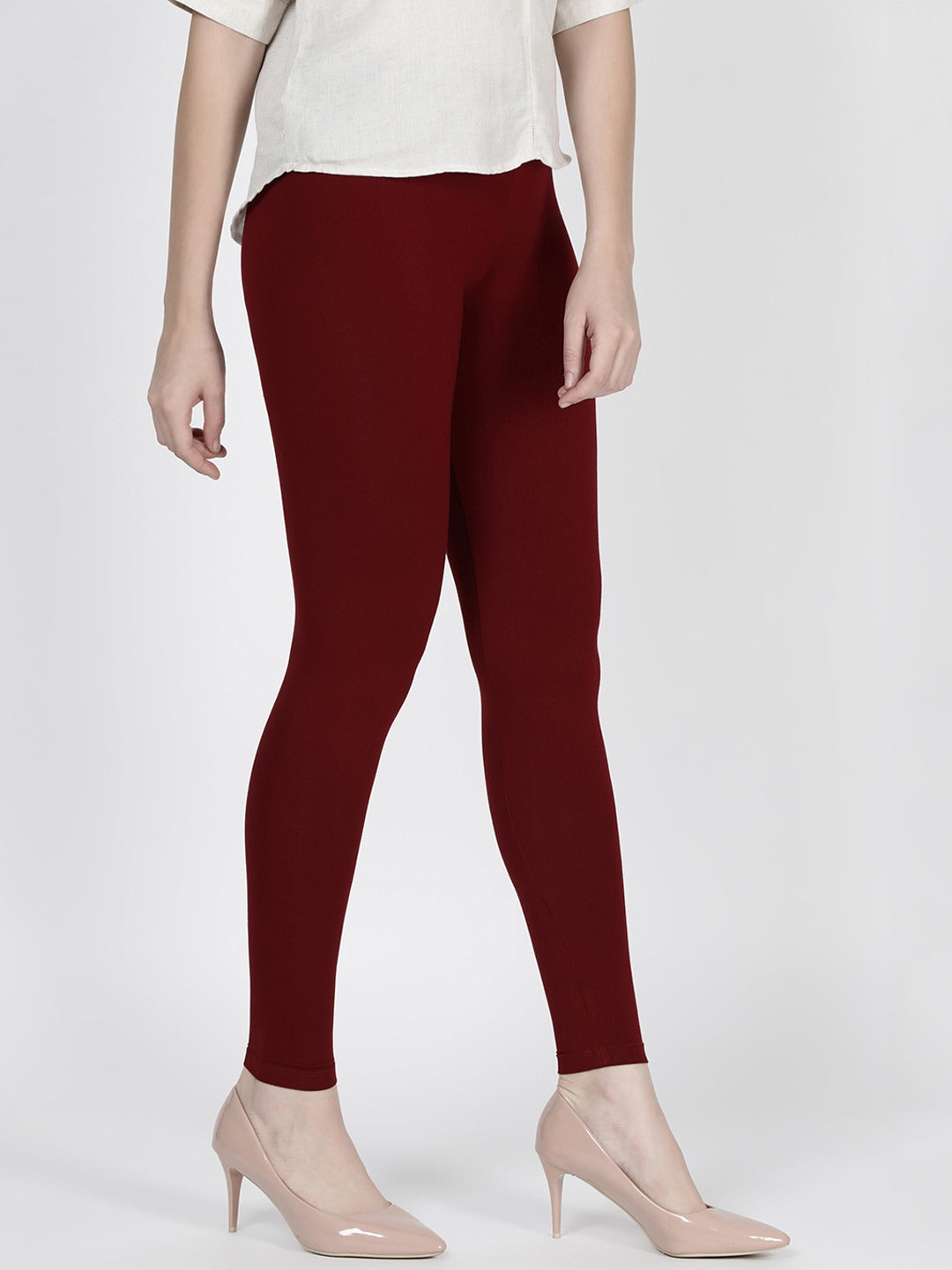 Solid Cherry Leggings - Indian Clothing in Denver, CO, Aurora, CO, Boulder, CO, Fort Collins, CO, Colorado Springs, CO, Parker, CO, Highlands Ranch, CO, Cherry Creek, CO, Centennial, CO, and Longmont, CO. Nationwide shipping USA - India Fashion X