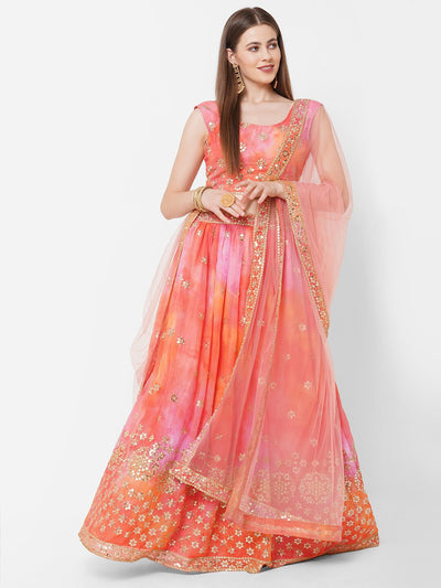 Orange Embroidered Lehenga - Indian Clothing in Denver, CO, Aurora, CO, Boulder, CO, Fort Collins, CO, Colorado Springs, CO, Parker, CO, Highlands Ranch, CO, Cherry Creek, CO, Centennial, CO, and Longmont, CO. Nationwide shipping USA - India Fashion X