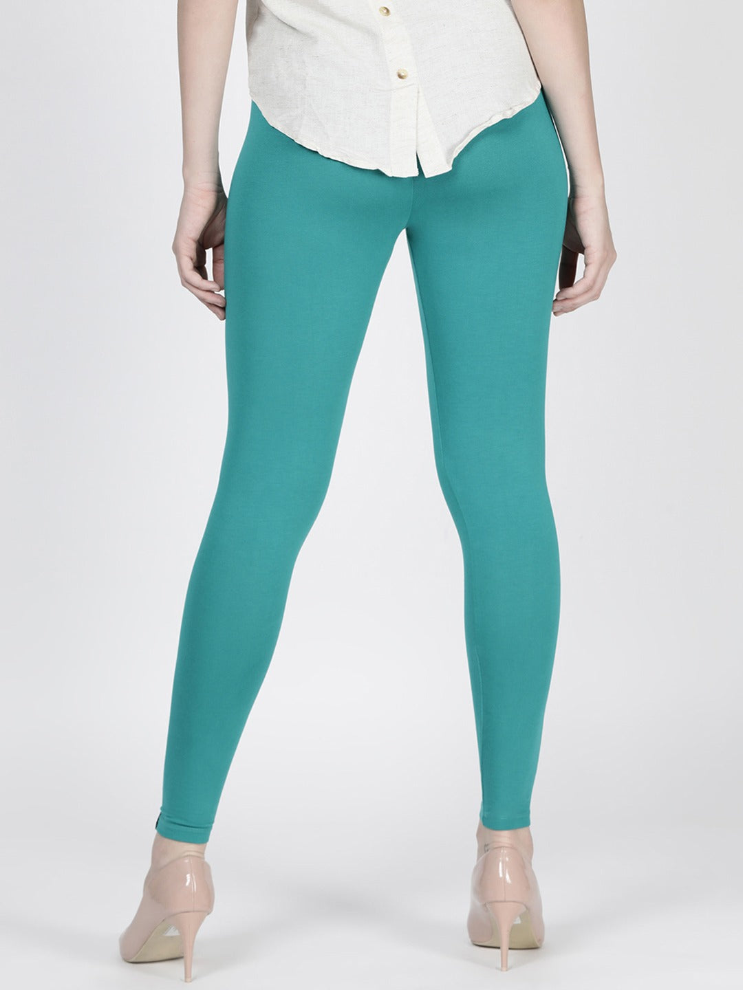 Solid Teal Leggings - Indian Clothing in Denver, CO, Aurora, CO, Boulder, CO, Fort Collins, CO, Colorado Springs, CO, Parker, CO, Highlands Ranch, CO, Cherry Creek, CO, Centennial, CO, and Longmont, CO. Nationwide shipping USA - India Fashion X