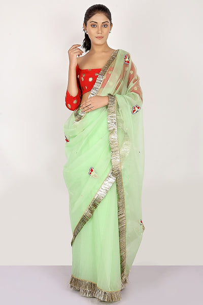 Pista Green Sequins Saree - Indian Clothing in Denver, CO, Aurora, CO, Boulder, CO, Fort Collins, CO, Colorado Springs, CO, Parker, CO, Highlands Ranch, CO, Cherry Creek, CO, Centennial, CO, and Longmont, CO. Nationwide shipping USA - India Fashion X