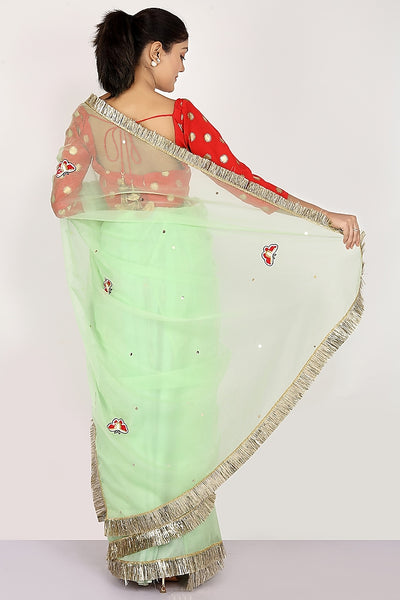 Pista Green Sequins Saree - Indian Clothing in Denver, CO, Aurora, CO, Boulder, CO, Fort Collins, CO, Colorado Springs, CO, Parker, CO, Highlands Ranch, CO, Cherry Creek, CO, Centennial, CO, and Longmont, CO. Nationwide shipping USA - India Fashion X