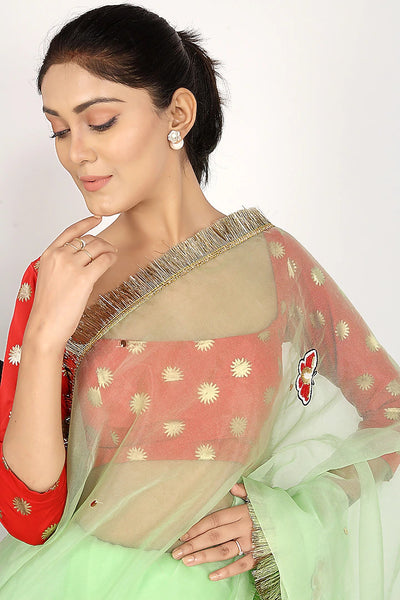 Pista Green Sequins Saree - Indian Clothing in Denver, CO, Aurora, CO, Boulder, CO, Fort Collins, CO, Colorado Springs, CO, Parker, CO, Highlands Ranch, CO, Cherry Creek, CO, Centennial, CO, and Longmont, CO. Nationwide shipping USA - India Fashion X