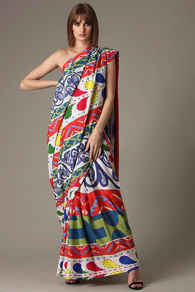Multi-Colored Folk Saree Indian Clothing in Denver, CO, Aurora, CO, Boulder, CO, Fort Collins, CO, Colorado Springs, CO, Parker, CO, Highlands Ranch, CO, Cherry Creek, CO, Centennial, CO, and Longmont, CO. NATIONWIDE SHIPPING USA- India Fashion X