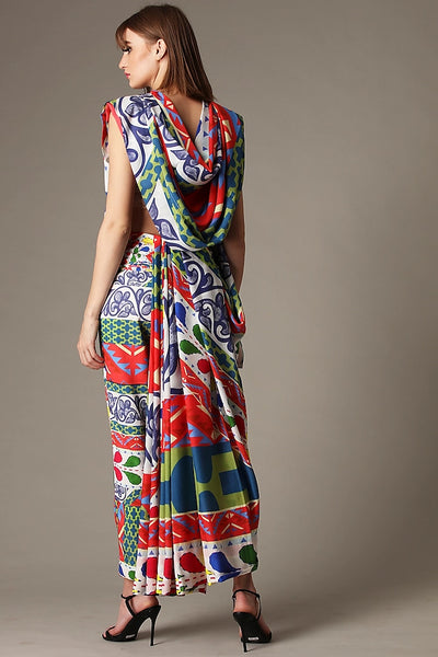 Multi-Colored Folk Saree Indian Clothing in Denver, CO, Aurora, CO, Boulder, CO, Fort Collins, CO, Colorado Springs, CO, Parker, CO, Highlands Ranch, CO, Cherry Creek, CO, Centennial, CO, and Longmont, CO. NATIONWIDE SHIPPING USA- India Fashion X