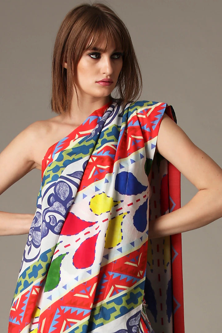 Multi-Colored Folk Saree Indian Clothing in Denver, CO, Aurora, CO, Boulder, CO, Fort Collins, CO, Colorado Springs, CO, Parker, CO, Highlands Ranch, CO, Cherry Creek, CO, Centennial, CO, and Longmont, CO. NATIONWIDE SHIPPING USA- India Fashion X