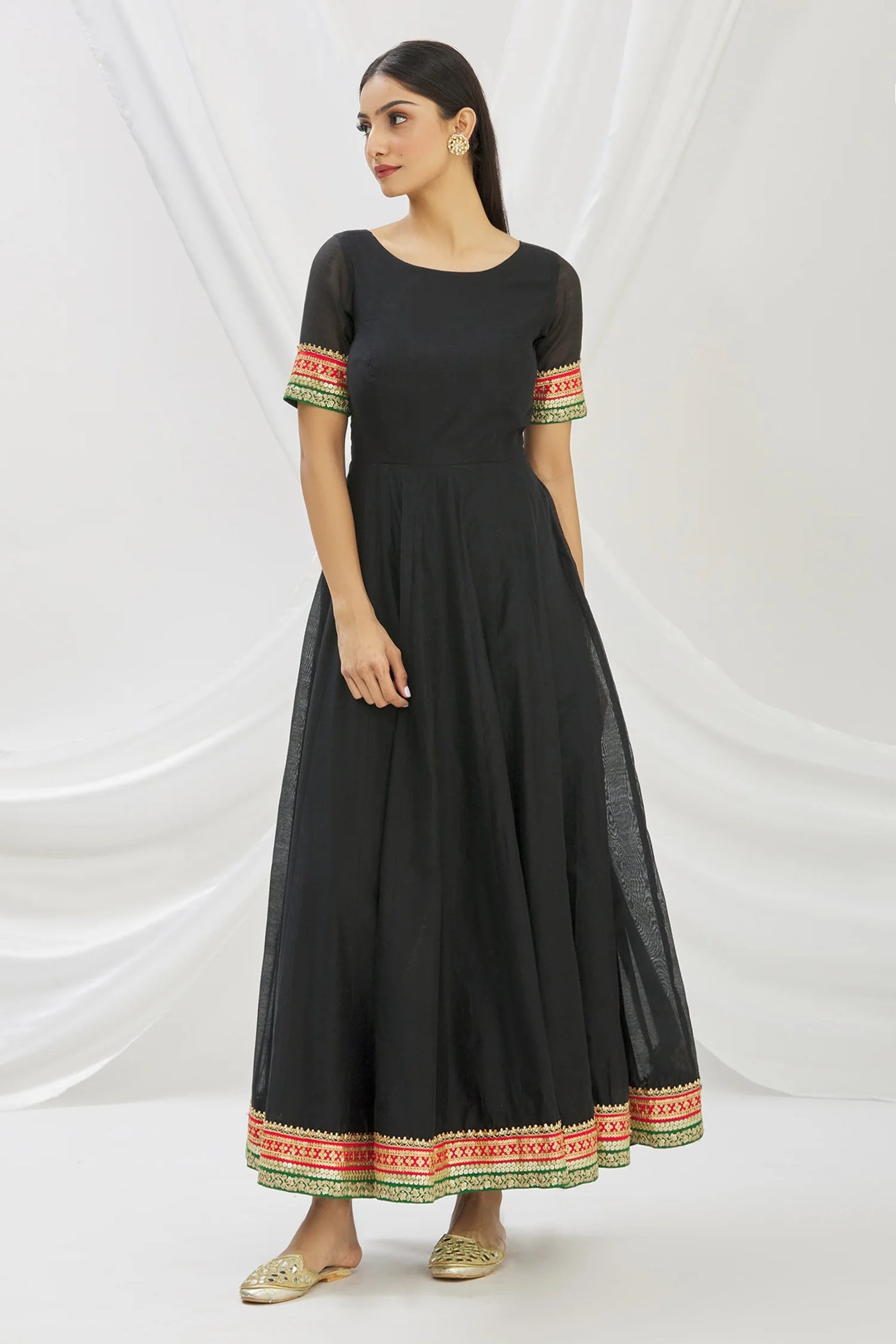 Black Chanderi Anarkali Set Indian Clothing in Denver, CO, Aurora, CO, Boulder, CO, Fort Collins, CO, Colorado Springs, CO, Parker, CO, Highlands Ranch, CO, Cherry Creek, CO, Centennial, CO, and Longmont, CO. NATIONWIDE SHIPPING USA- India Fashion X