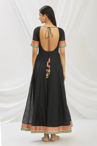 Black Chanderi Anarkali Set Indian Clothing in Denver, CO, Aurora, CO, Boulder, CO, Fort Collins, CO, Colorado Springs, CO, Parker, CO, Highlands Ranch, CO, Cherry Creek, CO, Centennial, CO, and Longmont, CO. NATIONWIDE SHIPPING USA- India Fashion X