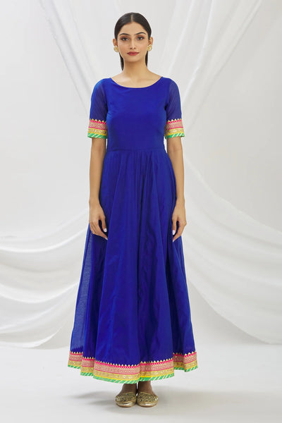 Blue Chanderi Anarkali Set Indian Clothing in Denver, CO, Aurora, CO, Boulder, CO, Fort Collins, CO, Colorado Springs, CO, Parker, CO, Highlands Ranch, CO, Cherry Creek, CO, Centennial, CO, and Longmont, CO. NATIONWIDE SHIPPING USA- India Fashion X