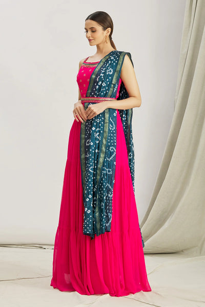 Pink Georgette Anarkali Set Indian Clothing in Denver, CO, Aurora, CO, Boulder, CO, Fort Collins, CO, Colorado Springs, CO, Parker, CO, Highlands Ranch, CO, Cherry Creek, CO, Centennial, CO, and Longmont, CO. NATIONWIDE SHIPPING USA- India Fashion X