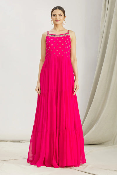 Pink Georgette Anarkali Set Indian Clothing in Denver, CO, Aurora, CO, Boulder, CO, Fort Collins, CO, Colorado Springs, CO, Parker, CO, Highlands Ranch, CO, Cherry Creek, CO, Centennial, CO, and Longmont, CO. NATIONWIDE SHIPPING USA- India Fashion X
