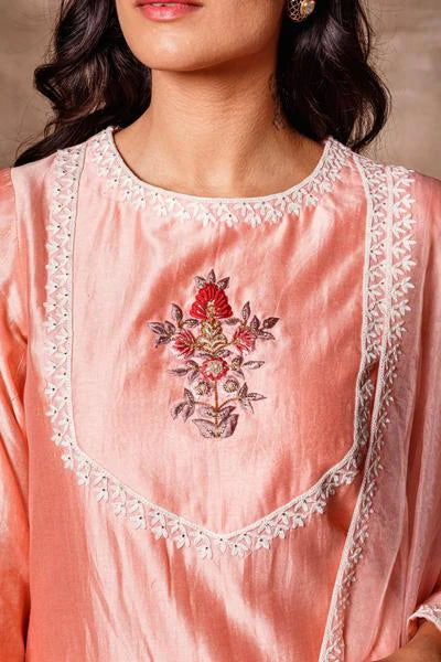 Kali Peach Short Kurta Set - Indian Clothing in Denver, CO, Aurora, CO, Boulder, CO, Fort Collins, CO, Colorado Springs, CO, Parker, CO, Highlands Ranch, CO, Cherry Creek, CO, Centennial, CO, and Longmont, CO. Nationwide shipping USA - India Fashion X