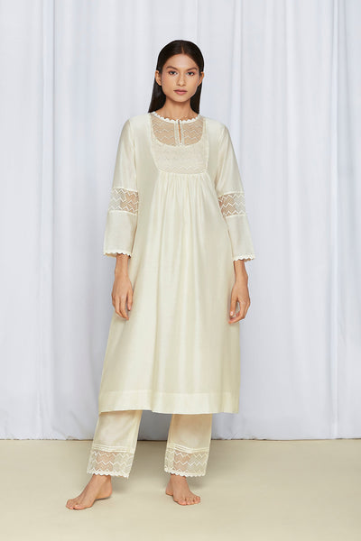 Ivory Chanderi Kurta Set - Indian Clothing in Denver, CO, Aurora, CO, Boulder, CO, Fort Collins, CO, Colorado Springs, CO, Parker, CO, Highlands Ranch, CO, Cherry Creek, CO, Centennial, CO, and Longmont, CO. Nationwide shipping USA - India Fashion X