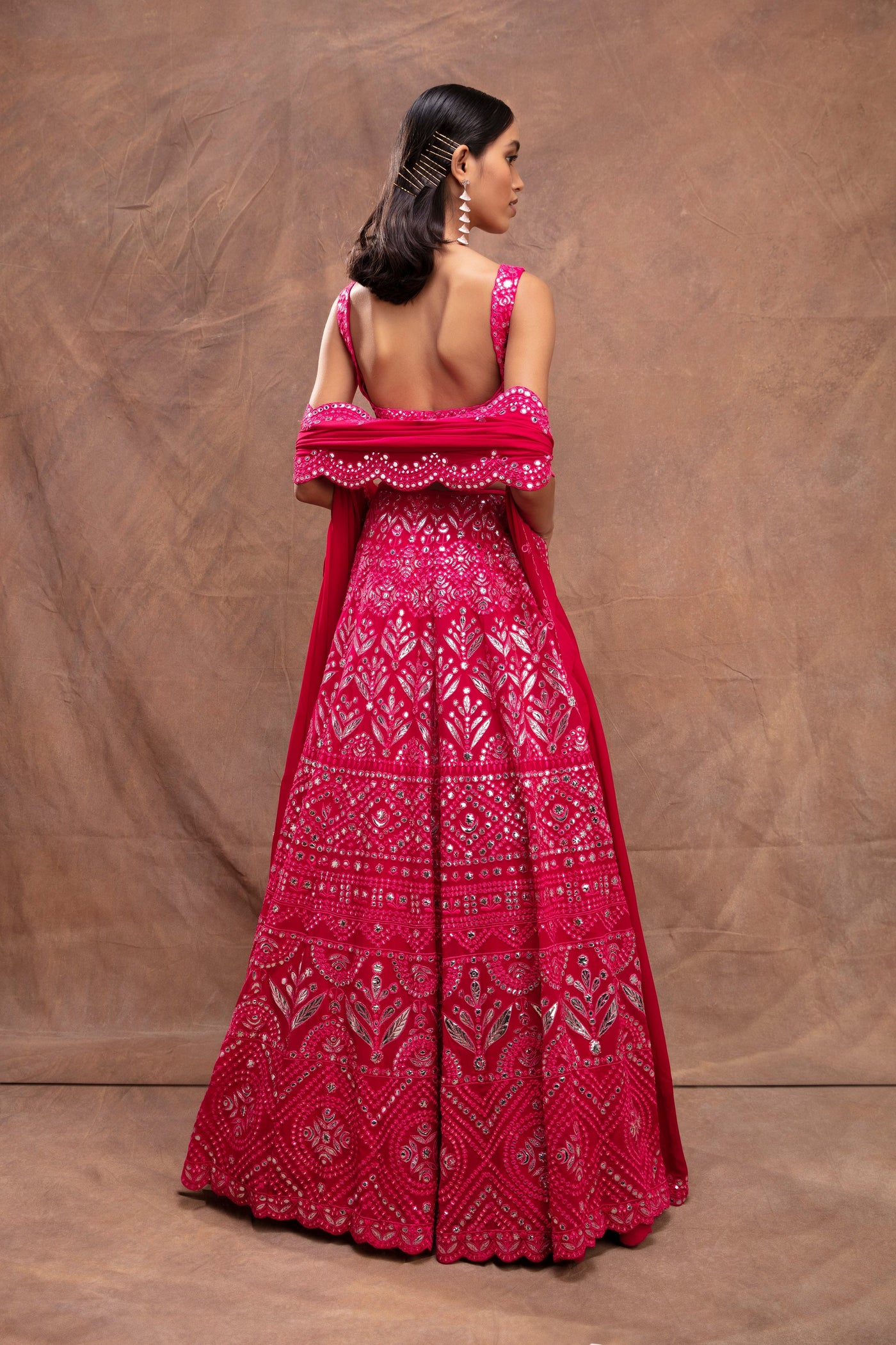 Magenta Georgette Lehenga - Indian Clothing in Denver, CO, Aurora, CO, Boulder, CO, Fort Collins, CO, Colorado Springs, CO, Parker, CO, Highlands Ranch, CO, Cherry Creek, CO, Centennial, CO, and Longmont, CO. Nationwide shipping USA - India Fashion X