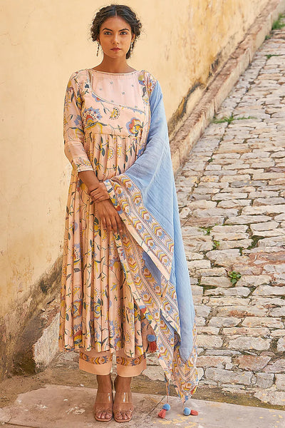 Blush Peach Angrakha Anarkali Indian Clothing in Denver, CO, Aurora, CO, Boulder, CO, Fort Collins, CO, Colorado Springs, CO, Parker, CO, Highlands Ranch, CO, Cherry Creek, CO, Centennial, CO, and Longmont, CO. NATIONWIDE SHIPPING USA- India Fashion X