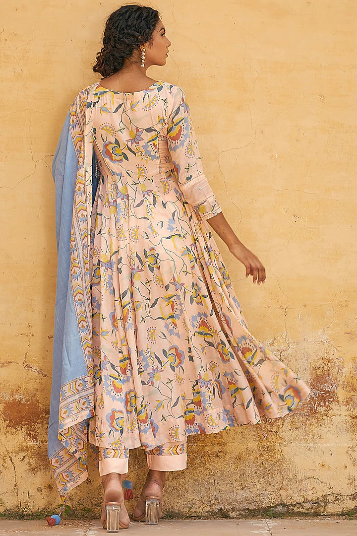 Blush Peach Angrakha Anarkali Indian Clothing in Denver, CO, Aurora, CO, Boulder, CO, Fort Collins, CO, Colorado Springs, CO, Parker, CO, Highlands Ranch, CO, Cherry Creek, CO, Centennial, CO, and Longmont, CO. NATIONWIDE SHIPPING USA- India Fashion X