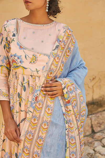 Blush Peach Angrakha Anarkali Indian Clothing in Denver, CO, Aurora, CO, Boulder, CO, Fort Collins, CO, Colorado Springs, CO, Parker, CO, Highlands Ranch, CO, Cherry Creek, CO, Centennial, CO, and Longmont, CO. NATIONWIDE SHIPPING USA- India Fashion X