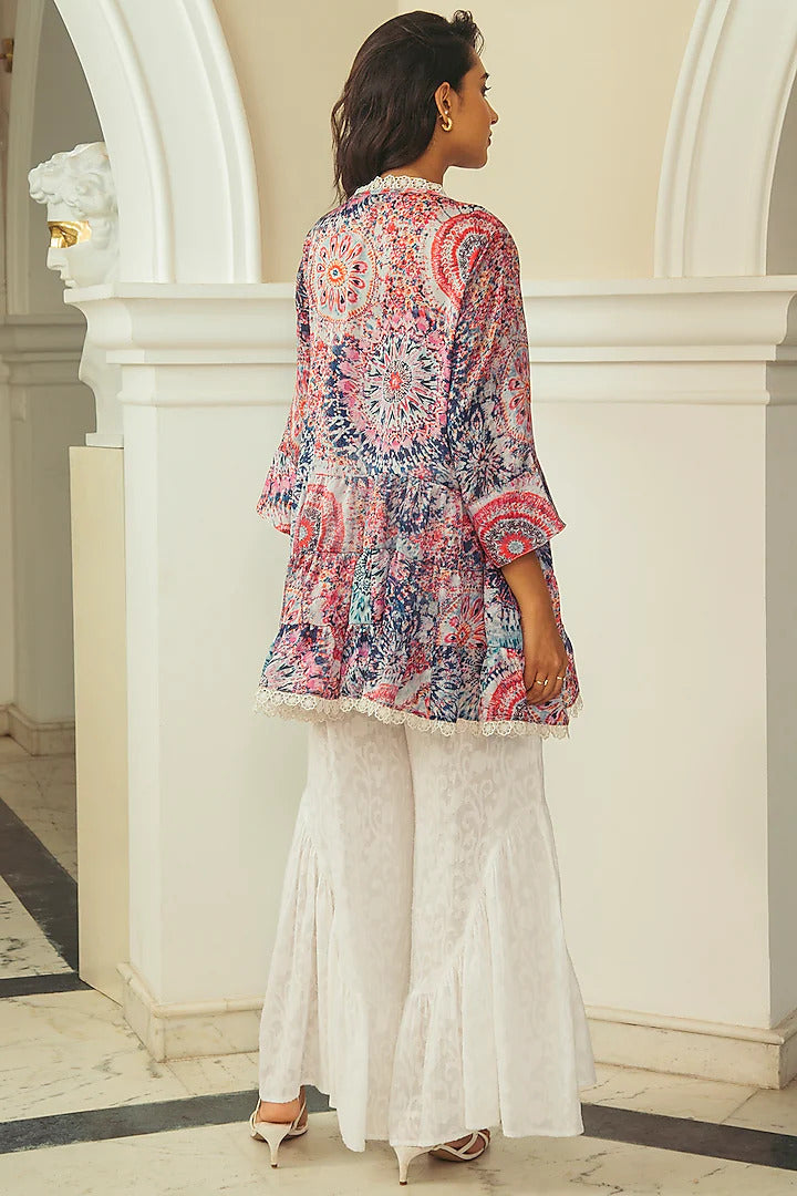 Pink Omni-Printed Tunic - Indian Clothing in Denver, CO, Aurora, CO, Boulder, CO, Fort Collins, CO, Colorado Springs, CO, Parker, CO, Highlands Ranch, CO, Cherry Creek, CO, Centennial, CO, and Longmont, CO. Nationwide shipping USA - India Fashion X