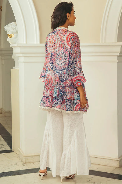 Pink Omni-Printed Tunic - Indian Clothing in Denver, CO, Aurora, CO, Boulder, CO, Fort Collins, CO, Colorado Springs, CO, Parker, CO, Highlands Ranch, CO, Cherry Creek, CO, Centennial, CO, and Longmont, CO. Nationwide shipping USA - India Fashion X