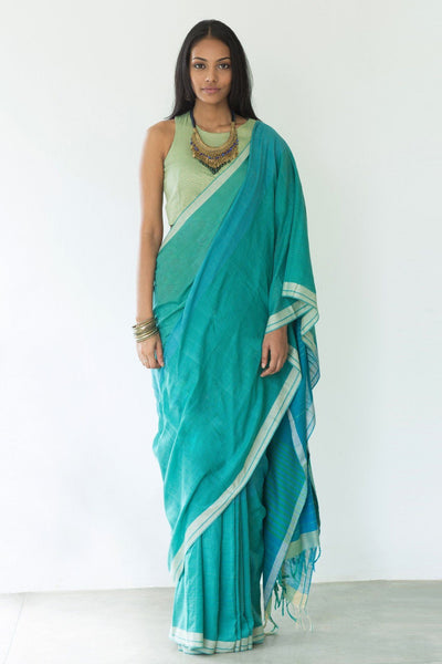 Caribbean Wave Saree - Indian Clothing in Denver, CO, Aurora, CO, Boulder, CO, Fort Collins, CO, Colorado Springs, CO, Parker, CO, Highlands Ranch, CO, Cherry Creek, CO, Centennial, CO, and Longmont, CO. Nationwide shipping USA - India Fashion X