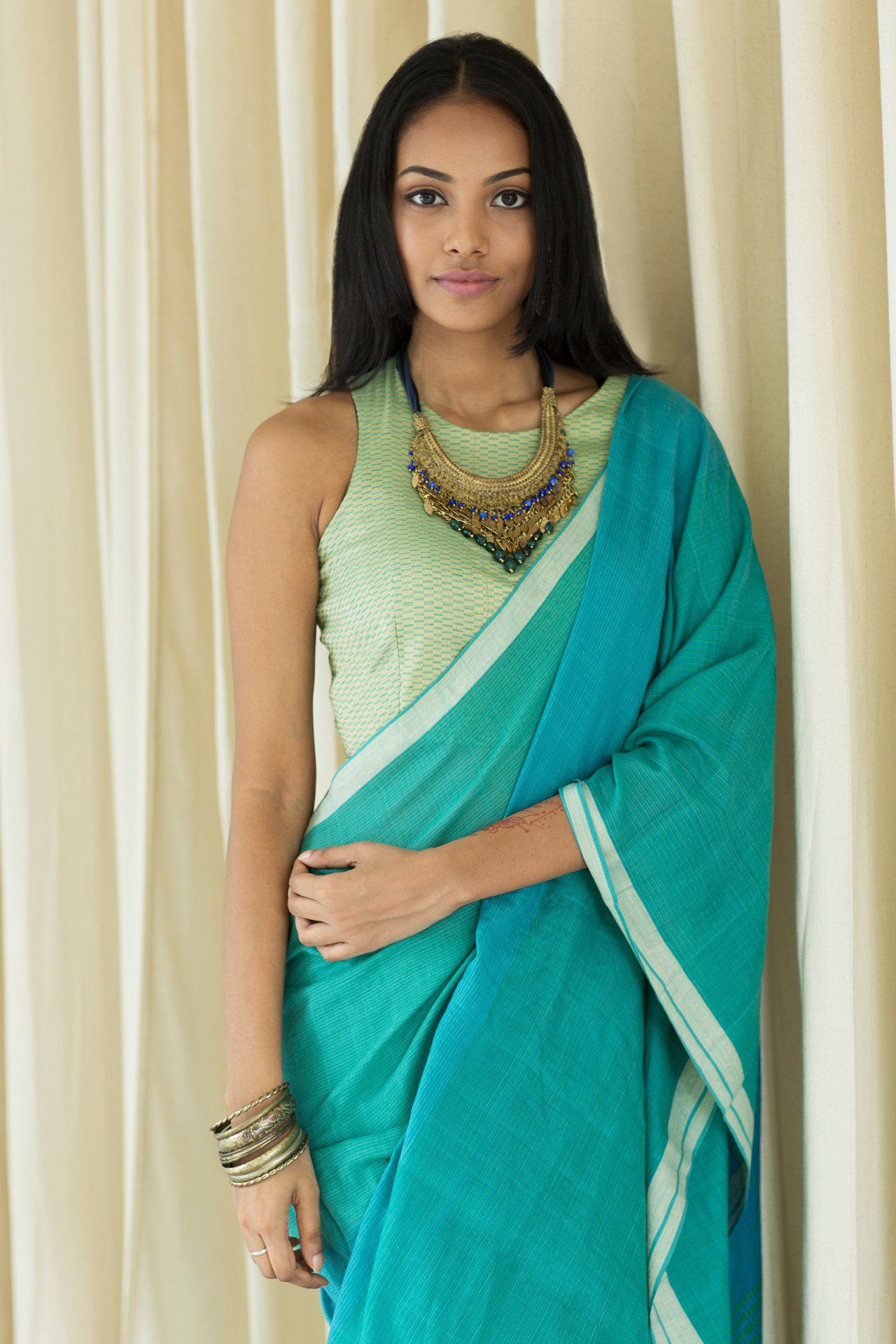 Caribbean Wave Saree - Indian Clothing in Denver, CO, Aurora, CO, Boulder, CO, Fort Collins, CO, Colorado Springs, CO, Parker, CO, Highlands Ranch, CO, Cherry Creek, CO, Centennial, CO, and Longmont, CO. Nationwide shipping USA - India Fashion X