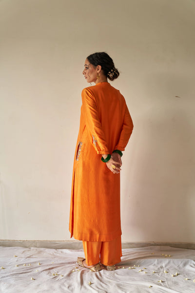 Orange Dhoti Salwar Set - Indian Clothing in Denver, CO, Aurora, CO, Boulder, CO, Fort Collins, CO, Colorado Springs, CO, Parker, CO, Highlands Ranch, CO, Cherry Creek, CO, Centennial, CO, and Longmont, CO. Nationwide shipping USA - India Fashion X