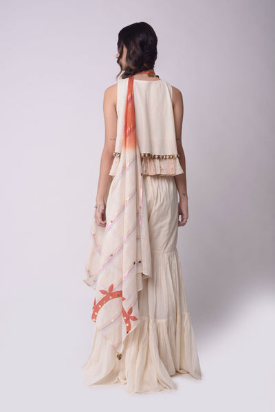 Flared Crop Top Sharara Set - Indian Clothing in Denver, CO, Aurora, CO, Boulder, CO, Fort Collins, CO, Colorado Springs, CO, Parker, CO, Highlands Ranch, CO, Cherry Creek, CO, Centennial, CO, and Longmont, CO. Nationwide shipping USA - India Fashion X