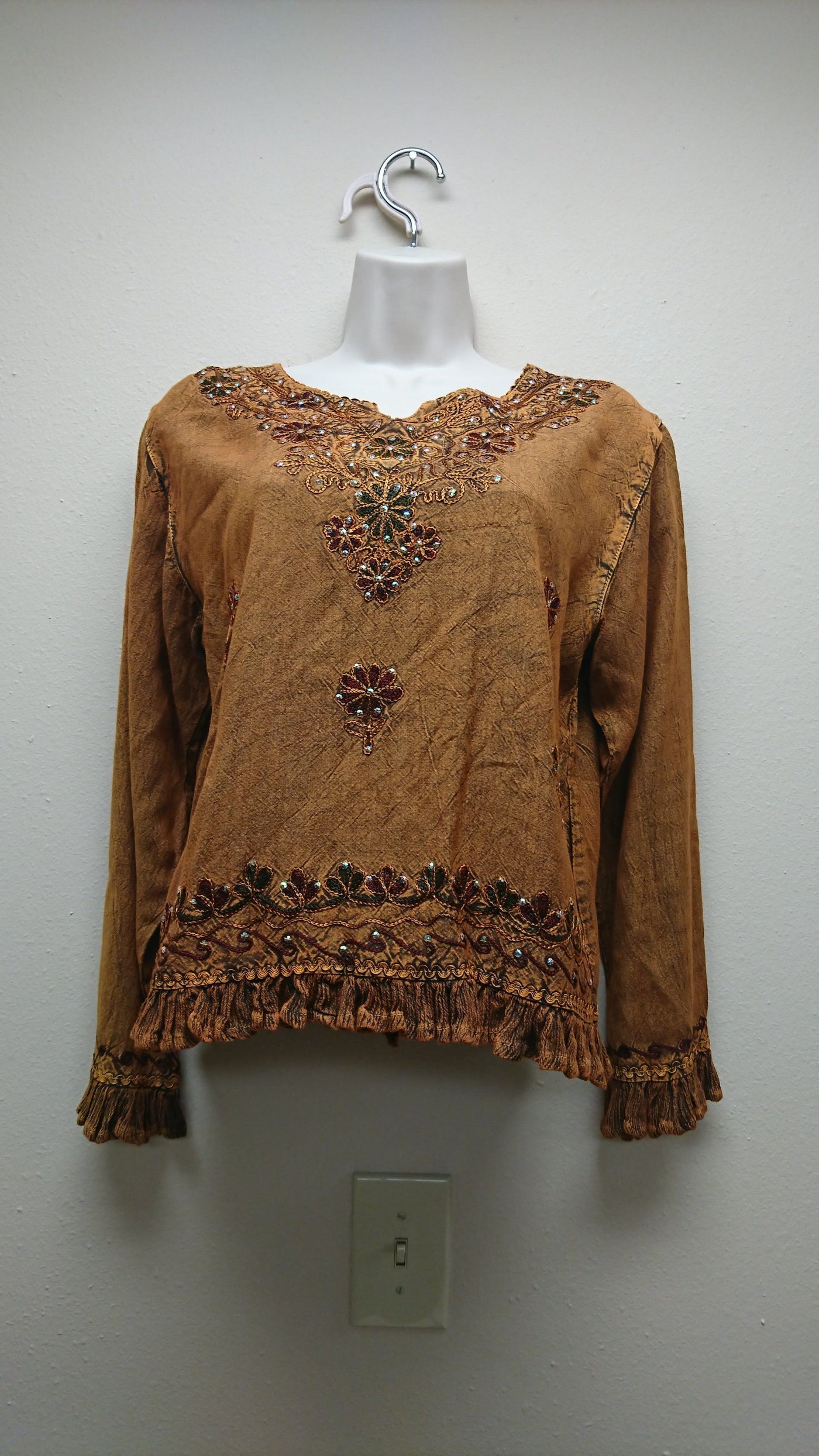 Kurti Blouse Top Light brown - Indian Clothing in Denver, CO, Aurora, CO, Boulder, CO, Fort Collins, CO, Colorado Springs, CO, Parker, CO, Highlands Ranch, CO, Cherry Creek, CO, Centennial, CO, and Longmont, CO. Nationwide shipping USA - India Fashion X