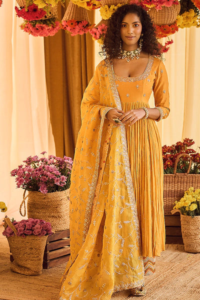 Mustard Gota Anarkali Set Indian Clothing in Denver, CO, Aurora, CO, Boulder, CO, Fort Collins, CO, Colorado Springs, CO, Parker, CO, Highlands Ranch, CO, Cherry Creek, CO, Centennial, CO, and Longmont, CO. NATIONWIDE SHIPPING USA- India Fashion X