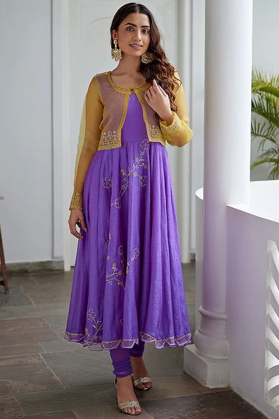 Royal Purple Anarkali Set Indian Clothing in Denver, CO, Aurora, CO, Boulder, CO, Fort Collins, CO, Colorado Springs, CO, Parker, CO, Highlands Ranch, CO, Cherry Creek, CO, Centennial, CO, and Longmont, CO. NATIONWIDE SHIPPING USA- India Fashion X