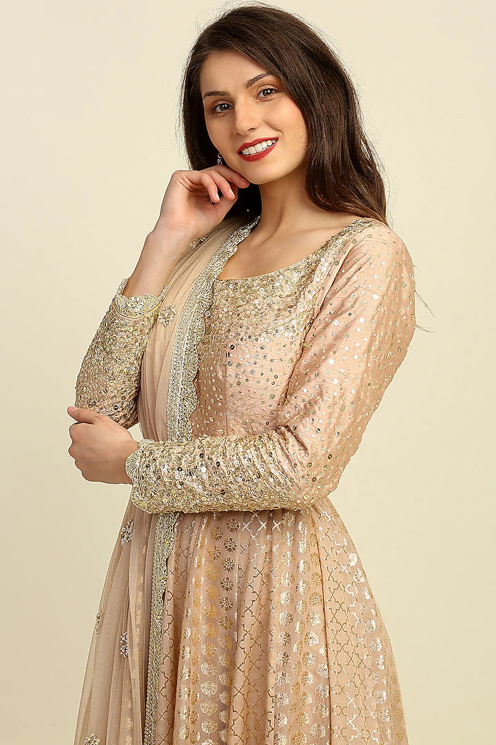 Gold Embroidered Anarkali Set Indian Clothing in Denver, CO, Aurora, CO, Boulder, CO, Fort Collins, CO, Colorado Springs, CO, Parker, CO, Highlands Ranch, CO, Cherry Creek, CO, Centennial, CO, and Longmont, CO. NATIONWIDE SHIPPING USA- India Fashion X