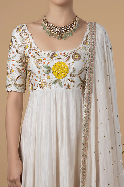 White Chennur Anarkali Set Indian Clothing in Denver, CO, Aurora, CO, Boulder, CO, Fort Collins, CO, Colorado Springs, CO, Parker, CO, Highlands Ranch, CO, Cherry Creek, CO, Centennial, CO, and Longmont, CO. NATIONWIDE SHIPPING USA- India Fashion X