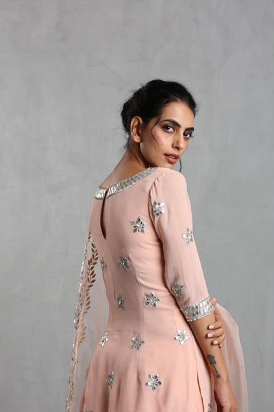 Peach Cream Sharara Set - Indian Clothing in Denver, CO, Aurora, CO, Boulder, CO, Fort Collins, CO, Colorado Springs, CO, Parker, CO, Highlands Ranch, CO, Cherry Creek, CO, Centennial, CO, and Longmont, CO. Nationwide shipping USA - India Fashion X