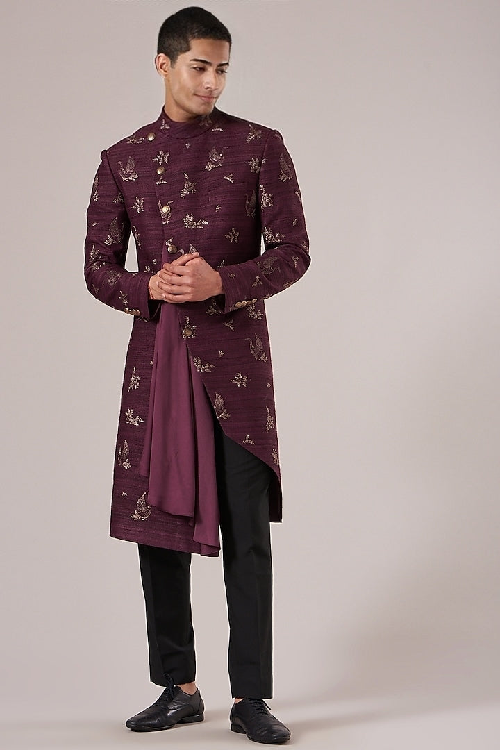 Old Mauve Sherwani Set Indian Clothing in Denver, CO, Aurora, CO, Boulder, CO, Fort Collins, CO, Colorado Springs, CO, Parker, CO, Highlands Ranch, CO, Cherry Creek, CO, Centennial, CO, and Longmont, CO. NATIONWIDE SHIPPING USA- India Fashion X