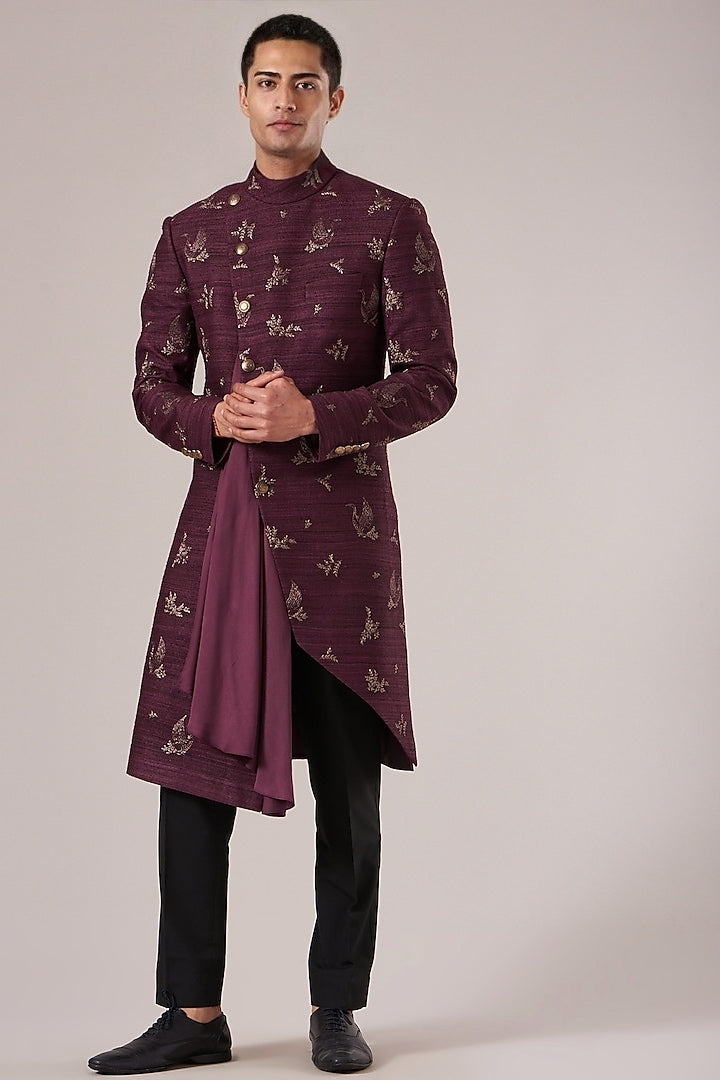 Old Mauve Sherwani Set Indian Clothing in Denver, CO, Aurora, CO, Boulder, CO, Fort Collins, CO, Colorado Springs, CO, Parker, CO, Highlands Ranch, CO, Cherry Creek, CO, Centennial, CO, and Longmont, CO. NATIONWIDE SHIPPING USA- India Fashion X