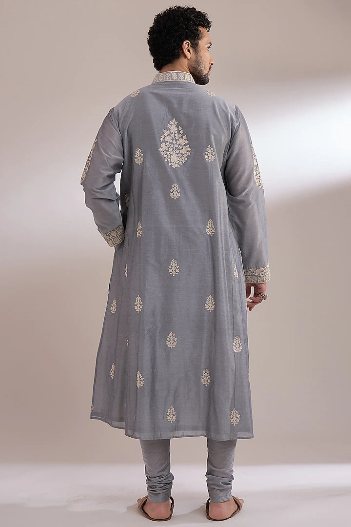 Gray Choga Kurta Set Indian Clothing in Denver, CO, Aurora, CO, Boulder, CO, Fort Collins, CO, Colorado Springs, CO, Parker, CO, Highlands Ranch, CO, Cherry Creek, CO, Centennial, CO, and Longmont, CO. NATIONWIDE SHIPPING USA- India Fashion X