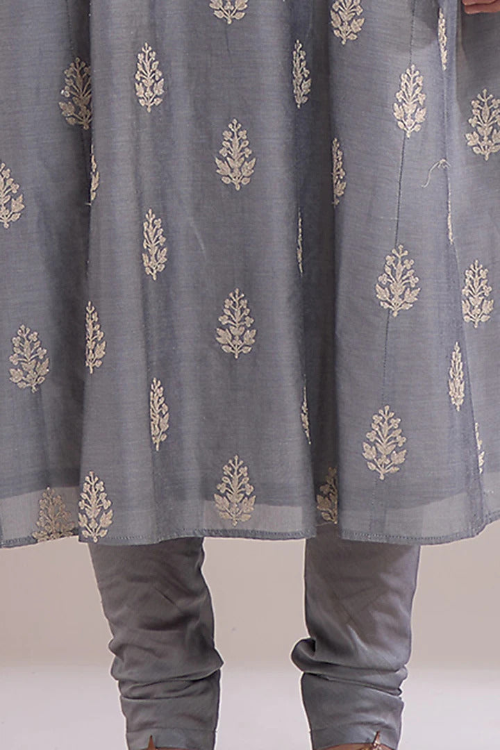 Gray Choga Kurta Set- Indian Clothing in Denver, CO and Aurora, CO- India Fashion X L