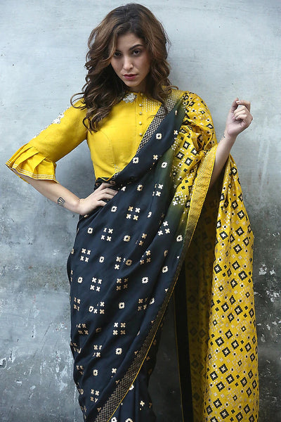 Mustard Yellow Embroidered Blouse - Indian Clothing in Denver, CO, Aurora, CO, Boulder, CO, Fort Collins, CO, Colorado Springs, CO, Parker, CO, Highlands Ranch, CO, Cherry Creek, CO, Centennial, CO, and Longmont, CO. Nationwide shipping USA - India Fashion X