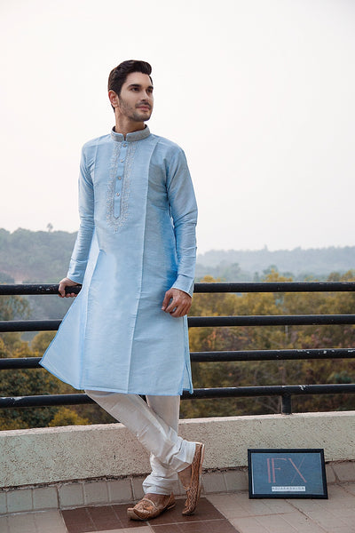 Powder Blue Embroidered Kurta Set Indian Clothing in Denver, CO, Aurora, CO, Boulder, CO, Fort Collins, CO, Colorado Springs, CO, Parker, CO, Highlands Ranch, CO, Cherry Creek, CO, Centennial, CO, and Longmont, CO. NATIONWIDE SHIPPING USA- India Fashion X