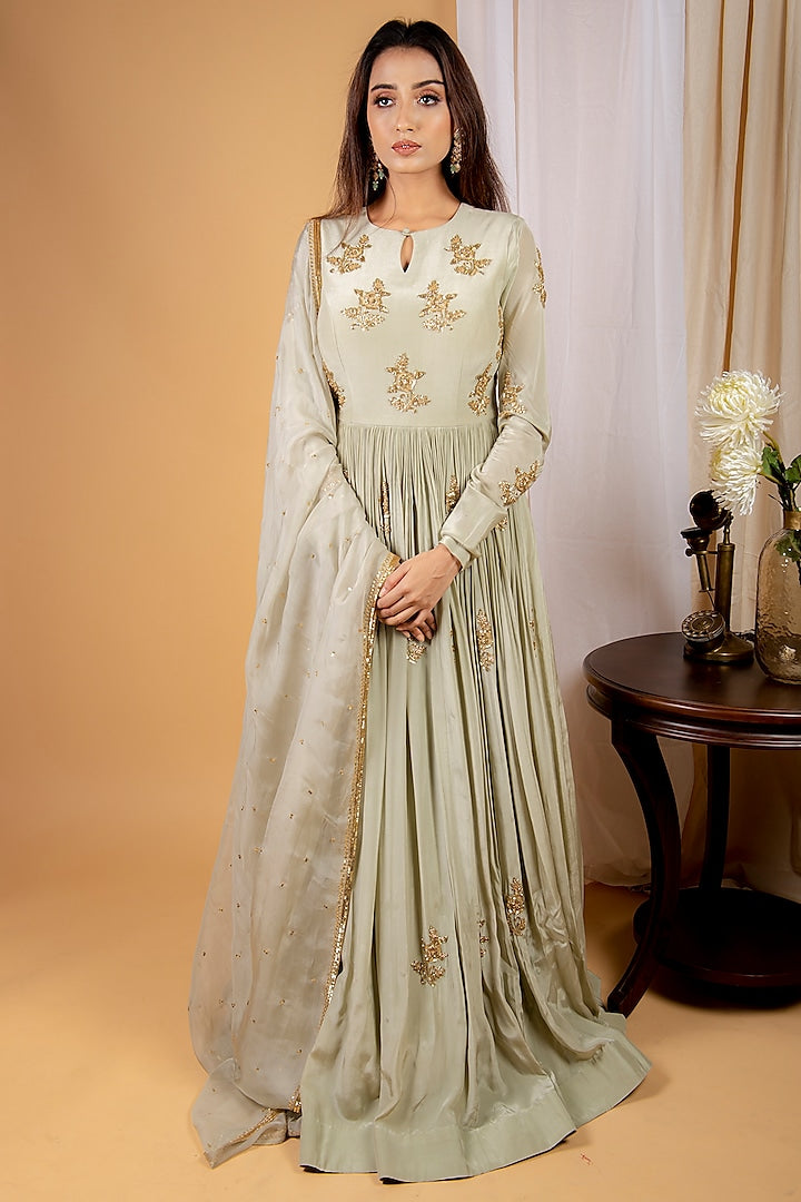 Mint Green Anarkali Set - Indian Clothing in Denver, CO, Aurora, CO, Boulder, CO, Fort Collins, CO, Colorado Springs, CO, Parker, CO, Highlands Ranch, CO, Cherry Creek, CO, Centennial, CO, and Longmont, CO. Nationwide shipping USA - India Fashion X