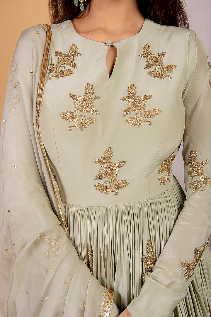Mint Green Anarkali Set - Indian Clothing in Denver, CO, Aurora, CO, Boulder, CO, Fort Collins, CO, Colorado Springs, CO, Parker, CO, Highlands Ranch, CO, Cherry Creek, CO, Centennial, CO, and Longmont, CO. Nationwide shipping USA - India Fashion X