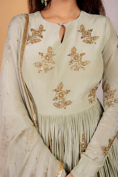 Mint Green Anarkali Set - Indian Clothing in Denver, CO, Aurora, CO, Boulder, CO, Fort Collins, CO, Colorado Springs, CO, Parker, CO, Highlands Ranch, CO, Cherry Creek, CO, Centennial, CO, and Longmont, CO. Nationwide shipping USA - India Fashion X