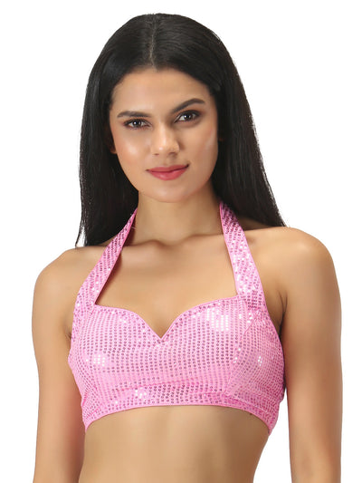 Saree Blouse Top in Shimmering Pink - Indian Clothing in Denver, CO, Aurora, CO, Boulder, CO, Fort Collins, CO, Colorado Springs, CO, Parker, CO, Highlands Ranch, CO, Cherry Creek, CO, Centennial, CO, and Longmont, CO. Nationwide shipping USA - India Fashion X