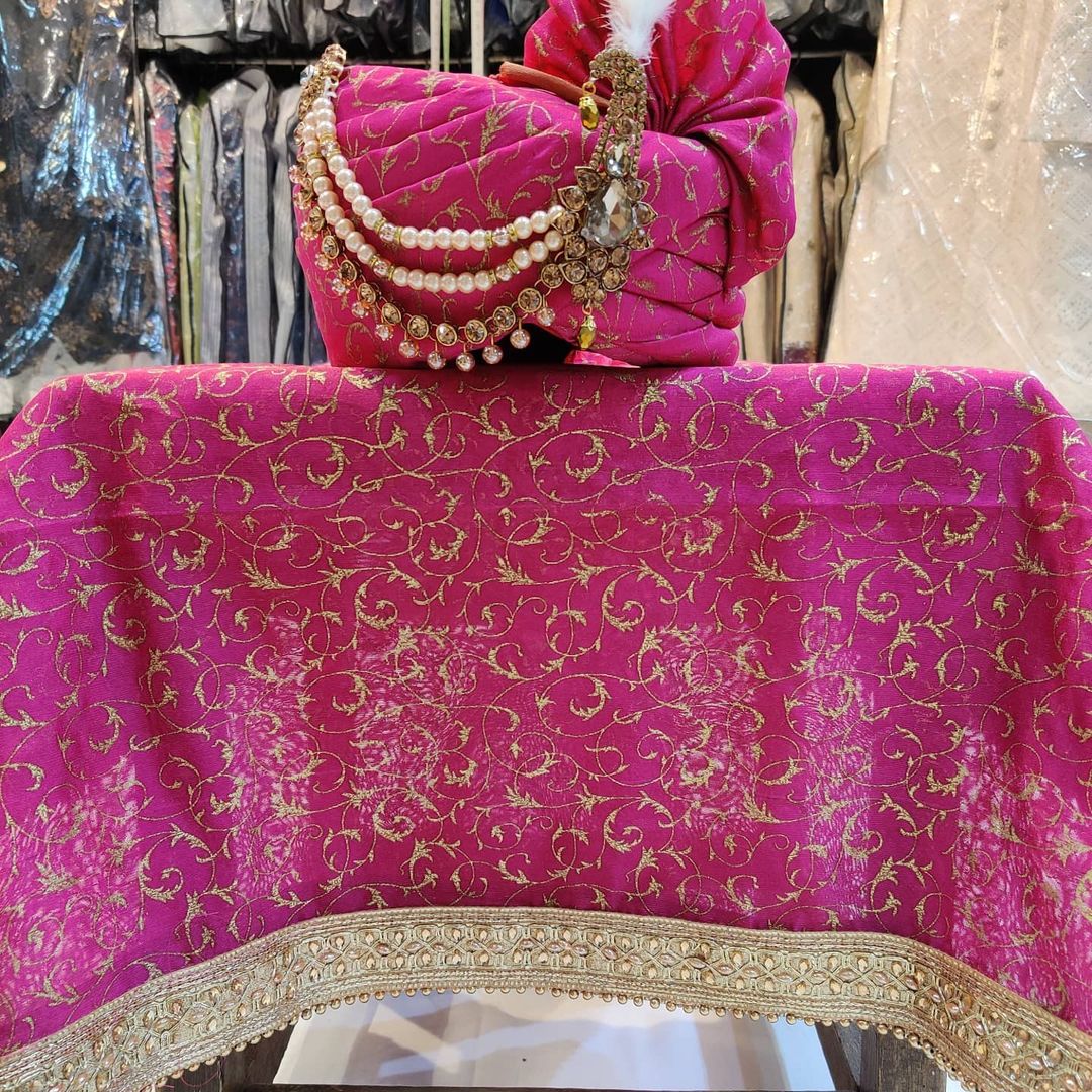Pink Groom Pagri Dupatta Set Indian Clothing in Denver, CO, Aurora, CO, Boulder, CO, Fort Collins, CO, Colorado Springs, CO, Parker, CO, Highlands Ranch, CO, Cherry Creek, CO, Centennial, CO, and Longmont, CO. NATIONWIDE SHIPPING USA- India Fashion X