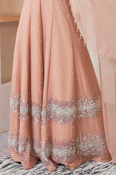 Peach Pearl Lehenga Set - Indian Clothing in Denver, CO, Aurora, CO, Boulder, CO, Fort Collins, CO, Colorado Springs, CO, Parker, CO, Highlands Ranch, CO, Cherry Creek, CO, Centennial, CO, and Longmont, CO. Nationwide shipping USA - India Fashion X
