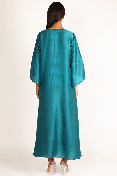 Blue Embroidered Tunic Set - Indian Clothing in Denver, CO, Aurora, CO, Boulder, CO, Fort Collins, CO, Colorado Springs, CO, Parker, CO, Highlands Ranch, CO, Cherry Creek, CO, Centennial, CO, and Longmont, CO. Nationwide shipping USA - India Fashion X