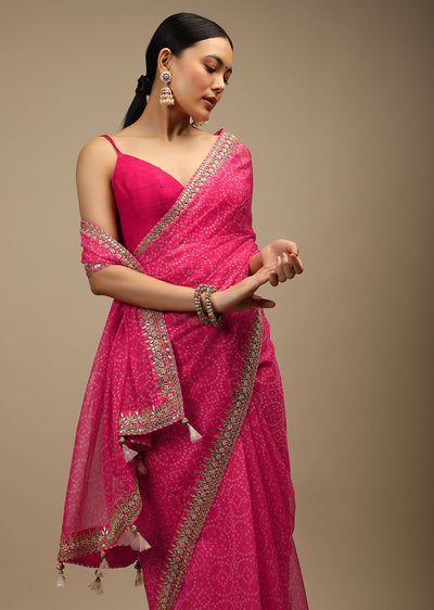 Pink Ethnic Print Saree - Indian Clothing in Denver, CO, Aurora, CO, Boulder, CO, Fort Collins, CO, Colorado Springs, CO, Parker, CO, Highlands Ranch, CO, Cherry Creek, CO, Centennial, CO, and Longmont, CO. Nationwide shipping USA - India Fashion X