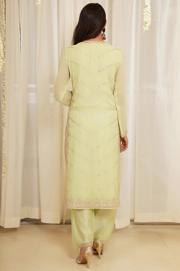 Pista Green Kurta Set- Indian Clothing in Denver, CO and Aurora, CO- India Fashion X XXL