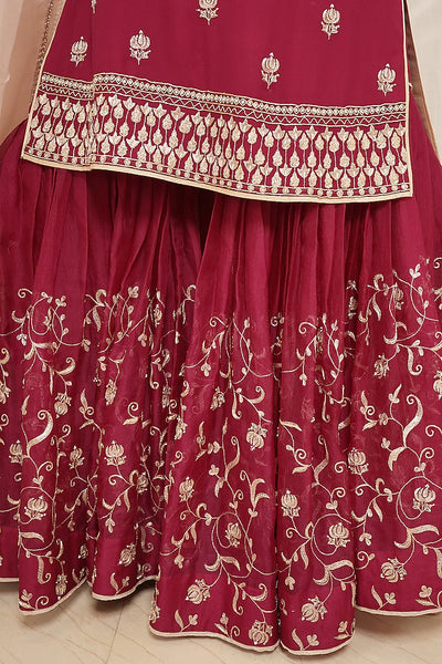 Wine Embroidered Gharara Set Indian Clothing in Denver, CO, Aurora, CO, Boulder, CO, Fort Collins, CO, Colorado Springs, CO, Parker, CO, Highlands Ranch, CO, Cherry Creek, CO, Centennial, CO, and Longmont, CO. NATIONWIDE SHIPPING USA- India Fashion X