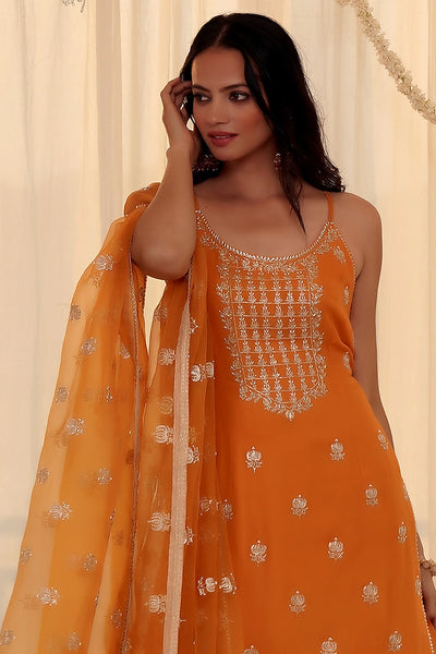 Orange Embroidered Sharara Set Indian Clothing in Denver, CO, Aurora, CO, Boulder, CO, Fort Collins, CO, Colorado Springs, CO, Parker, CO, Highlands Ranch, CO, Cherry Creek, CO, Centennial, CO, and Longmont, CO. NATIONWIDE SHIPPING USA- India Fashion X